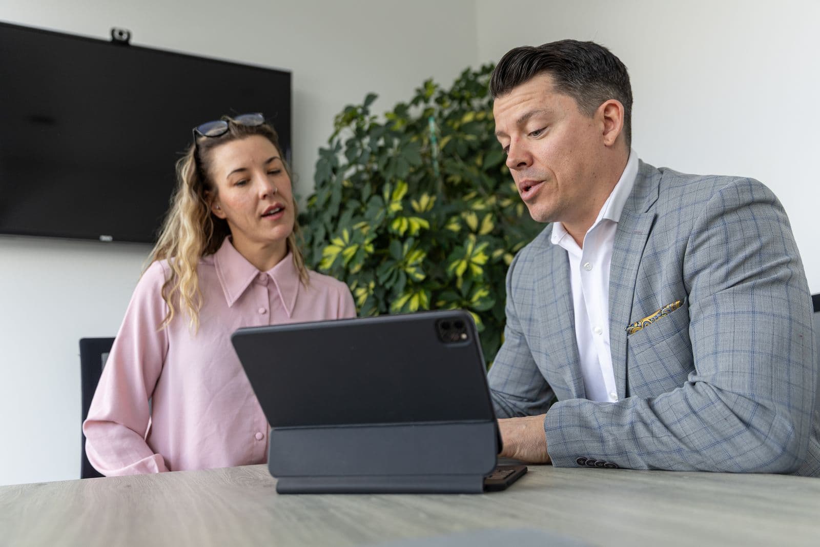 Marcel LeBlanc, CFP, CIM, working with a client.